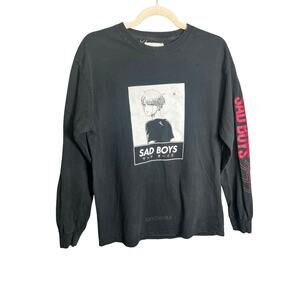 Sad Boys Animebae Long Sleeve Black Shirt Sz M Sayonara Stay w Me Retro Y2K